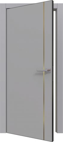 Межкомнатная дверь Prime Line 1 цвет Grey silk (золотой молдинг/кромка чёрная ABS)